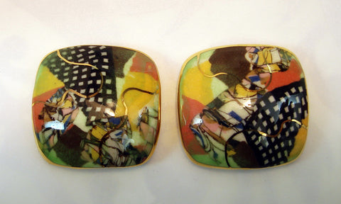 Rounded square earrings (multicolor) Rounded Square Earrings C803