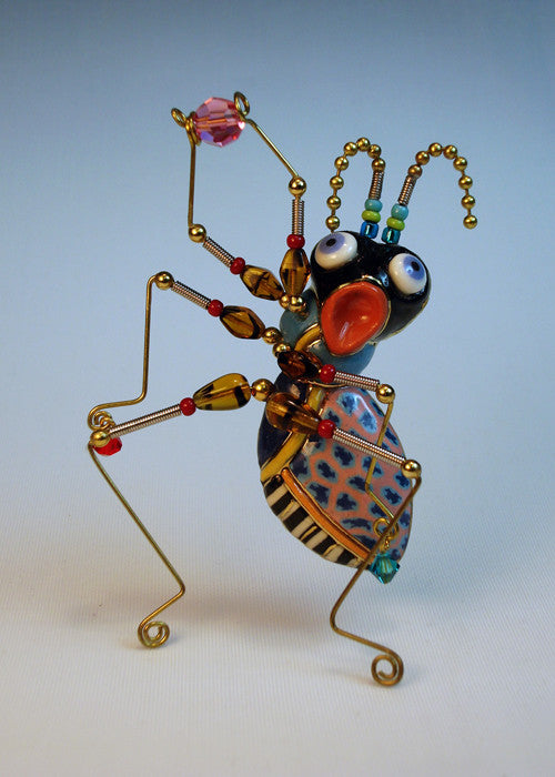 Ant Lip-sync porcelain and mixed media pin