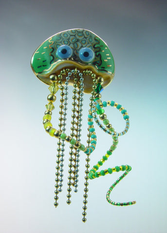 Jellyfish Porcelain and mixed media pin 