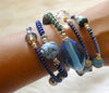 Mixed Stone Memory Wire Wrap Bracelet ' Aqua " Mwire-aqua