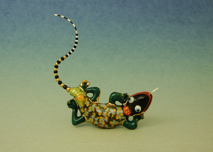 Baby Gecko porcelain and mixed media pin