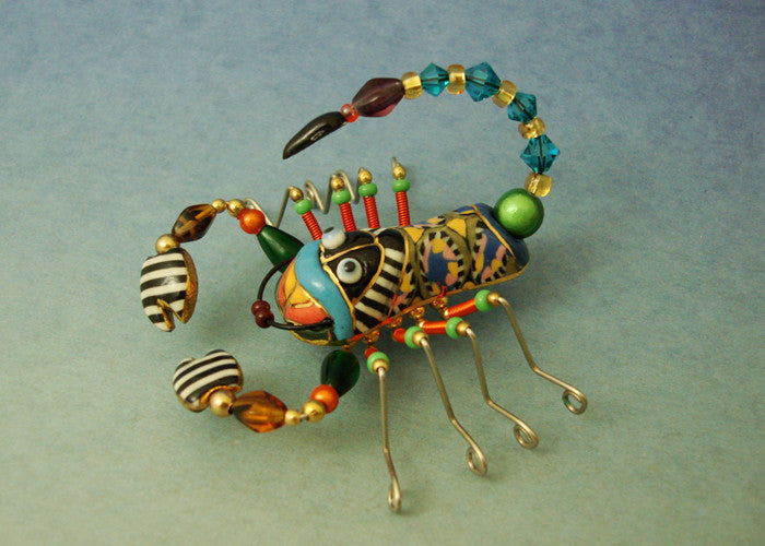 Scorpion porcelain and mixed media pin