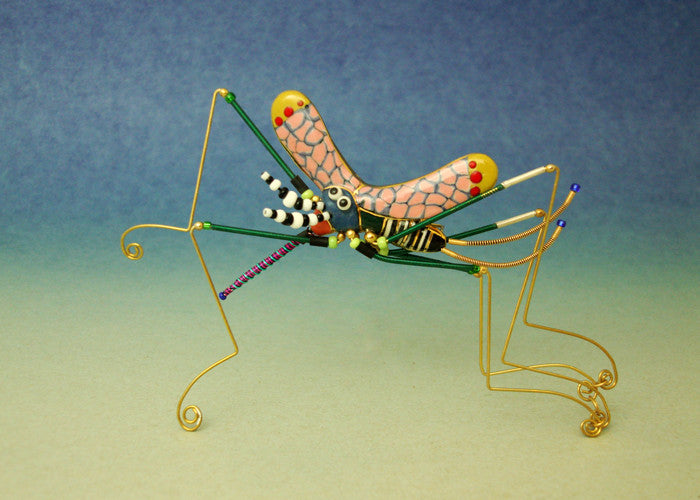 Mosquito porcelain and mixed media pin