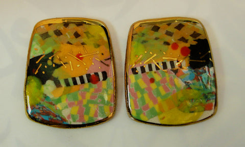 Rounded Rectangular Earrings (multicolor)