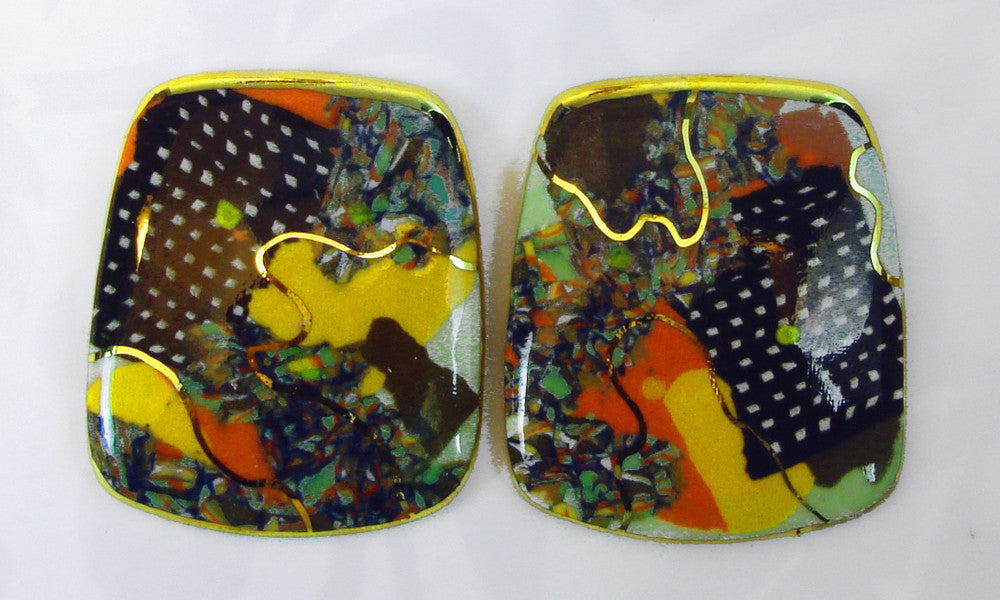 Rounded Rectangular Earrings (multicolor)