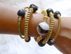 Mixed Stone Memory Wire Wrap Bracelet "Lemon lime onyx "