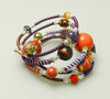 "Red Sunset" Mixed Stone memory wire wrap bracelet