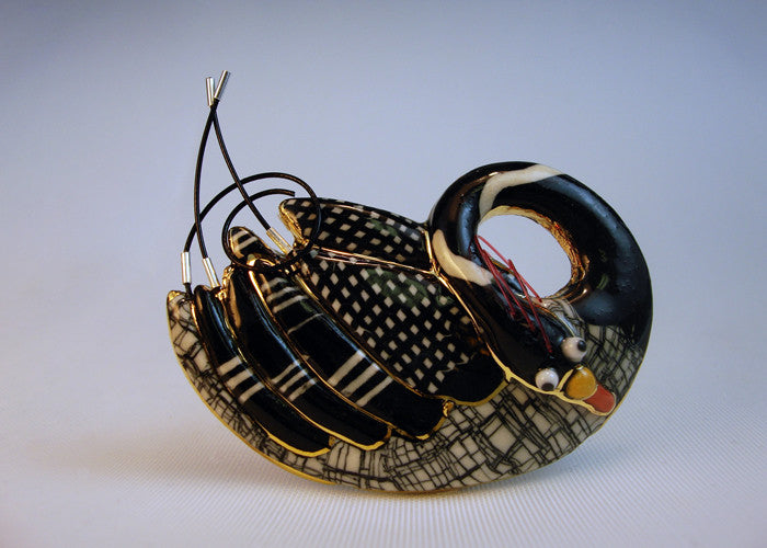 Swan porcelain and mixed media