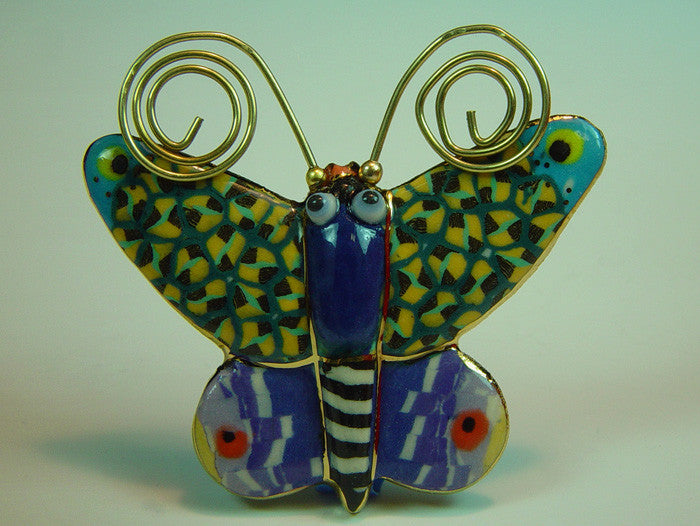 Betsy Butterfly porcelain and mixed media pin