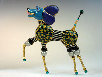 Poodle Pride porcelain and mixed media pin