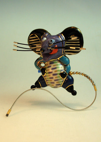 Mouse Mousi porcelain and mixed media pin