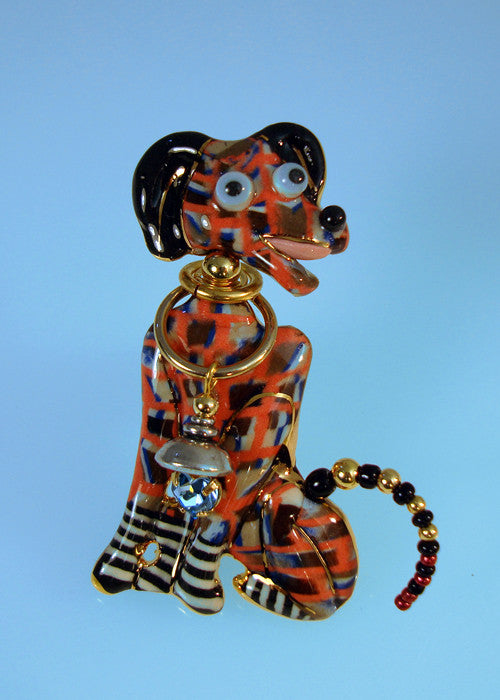 Dog Dalmatian Porcelain and mixed media pin 