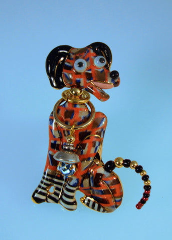 Dog Dalmatian Porcelain and mixed media pin 