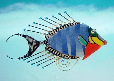 Tang Fish mixed media and porcelain pin