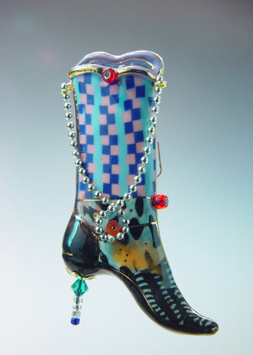 Boot porcelain and mixed media pin