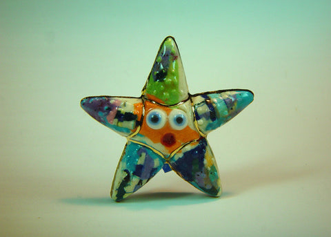 Starfish Stevo mixed media and porcelain pin